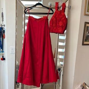 Elegant Red Midi Skirt for Women